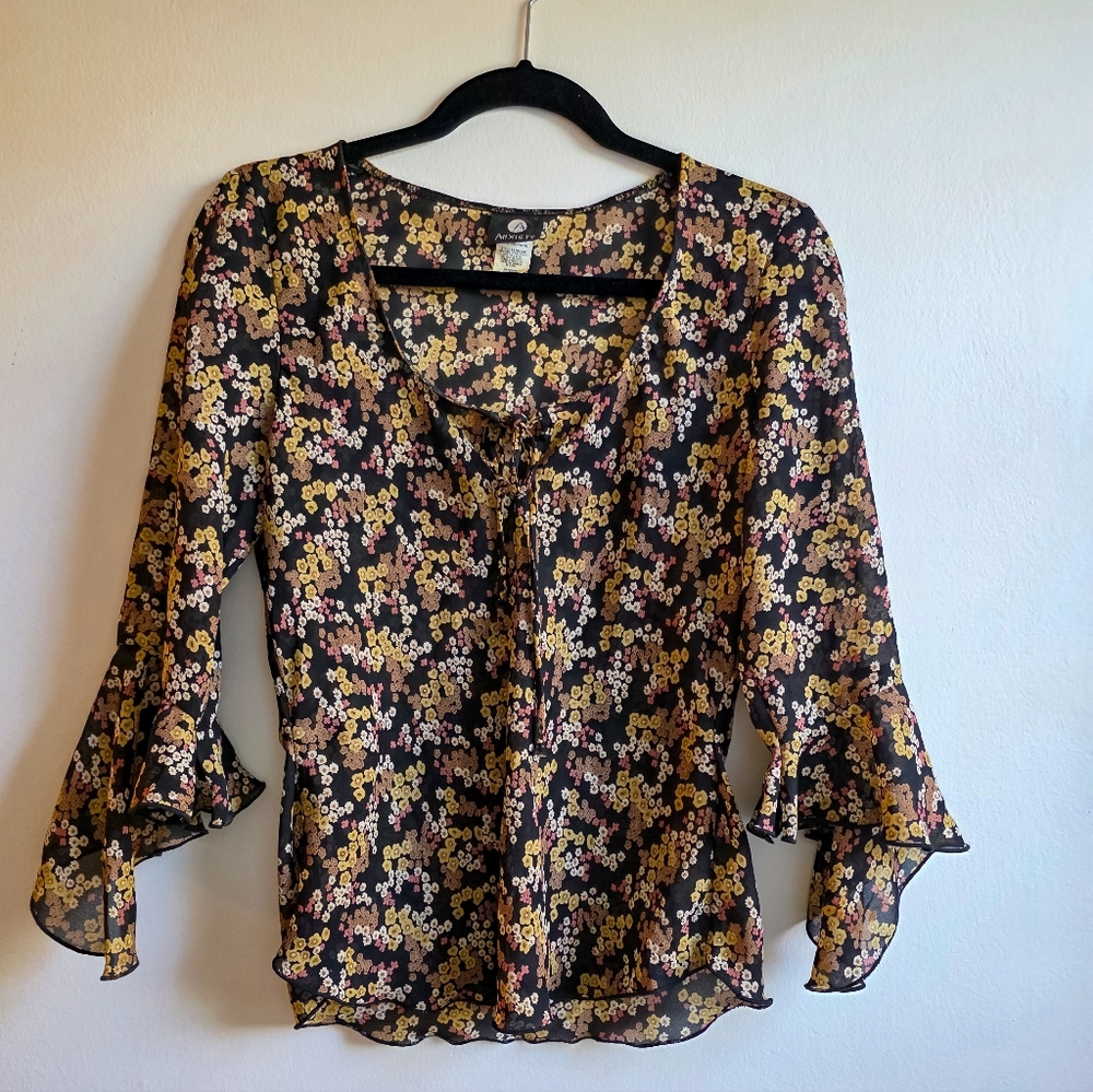 Vintage Y2K Anxiety Floral Whimsy Top